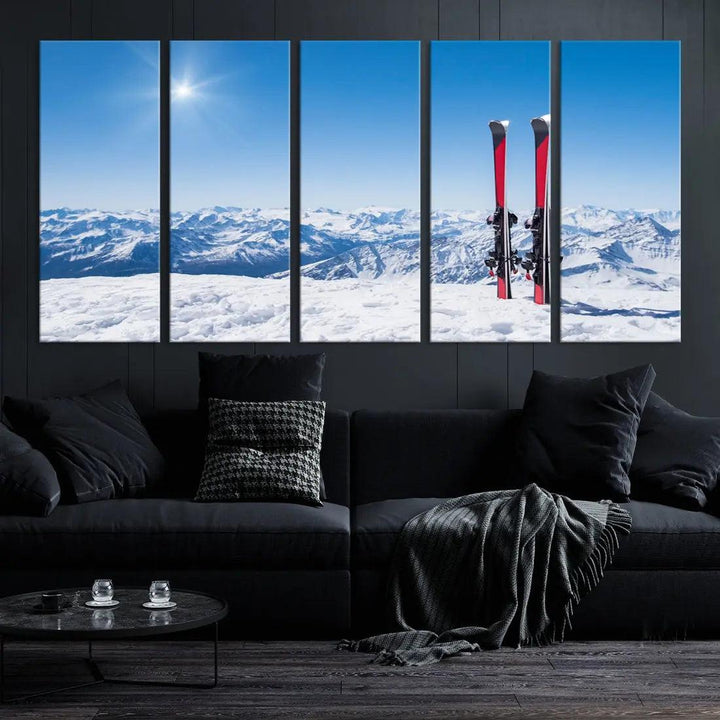 Ski Season Snow Mountain Giclee Canvas Extra Large Wall Art Print