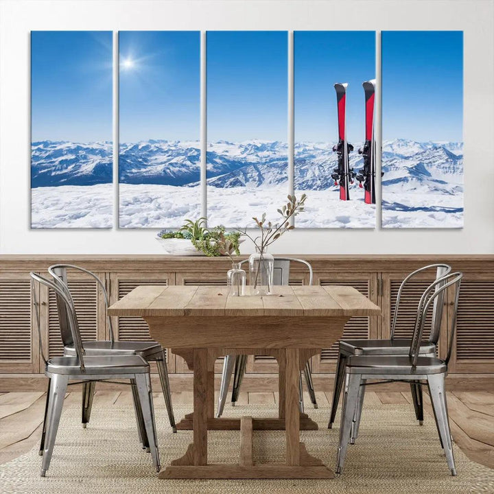 Ski Season Snow Mountain Giclee Canvas Extra Large Wall Art Print