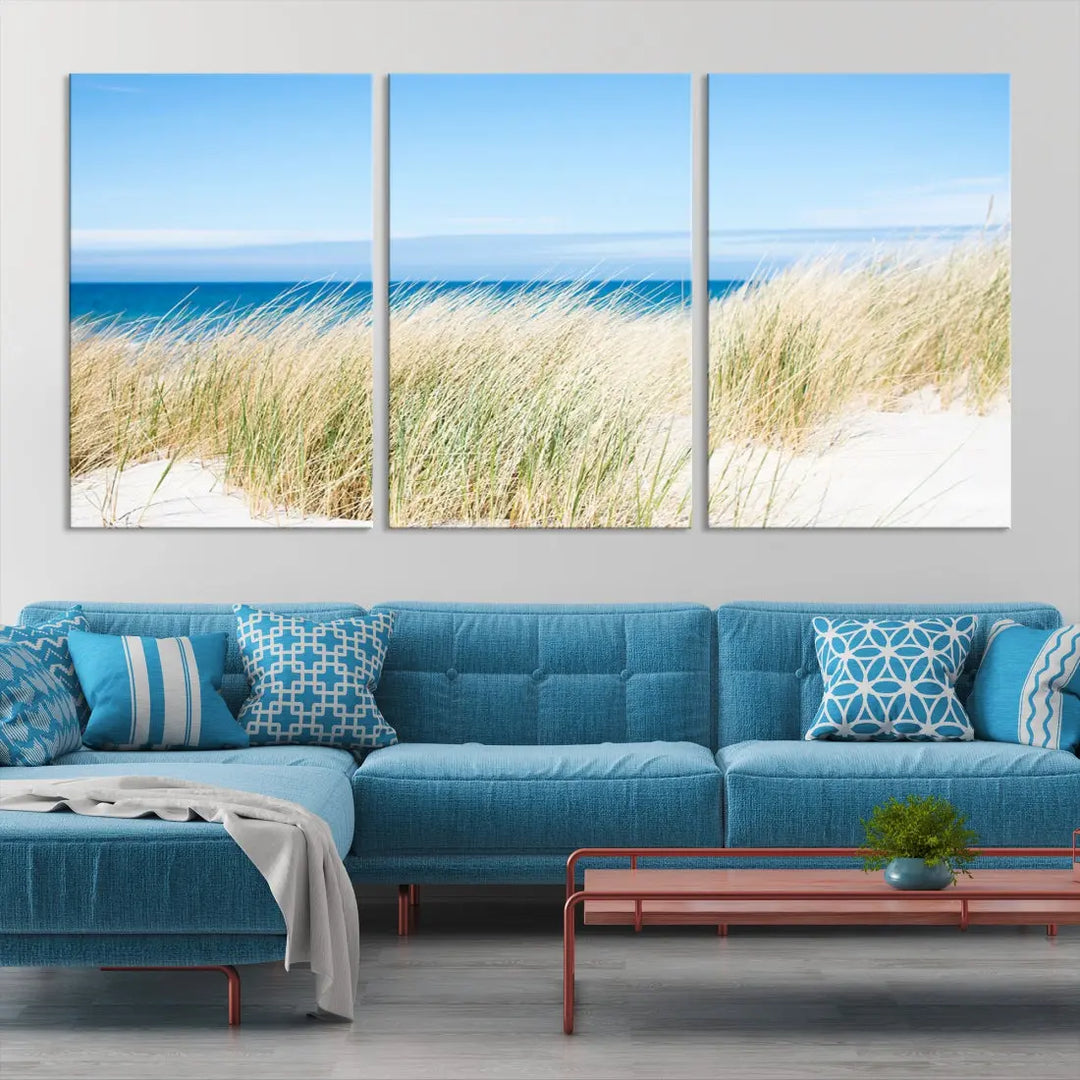 Soothing Beach Wall Art Large Canvas Print Nautical Ocean Landscape Art