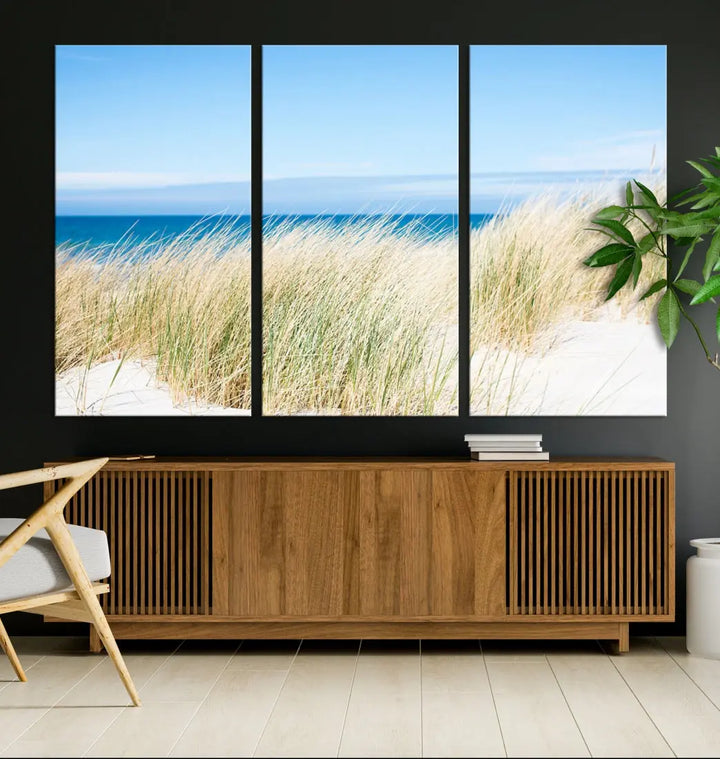 Soothing Beach Wall Art Large Canvas Print Nautical Ocean Landscape Art