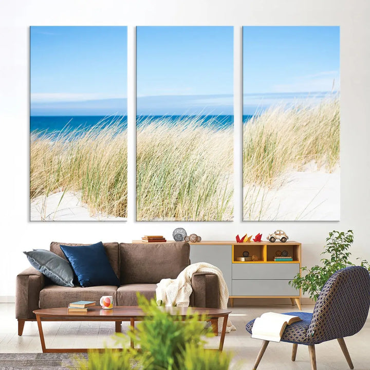 Soothing Beach Wall Art Large Canvas Print Nautical Ocean Landscape Art