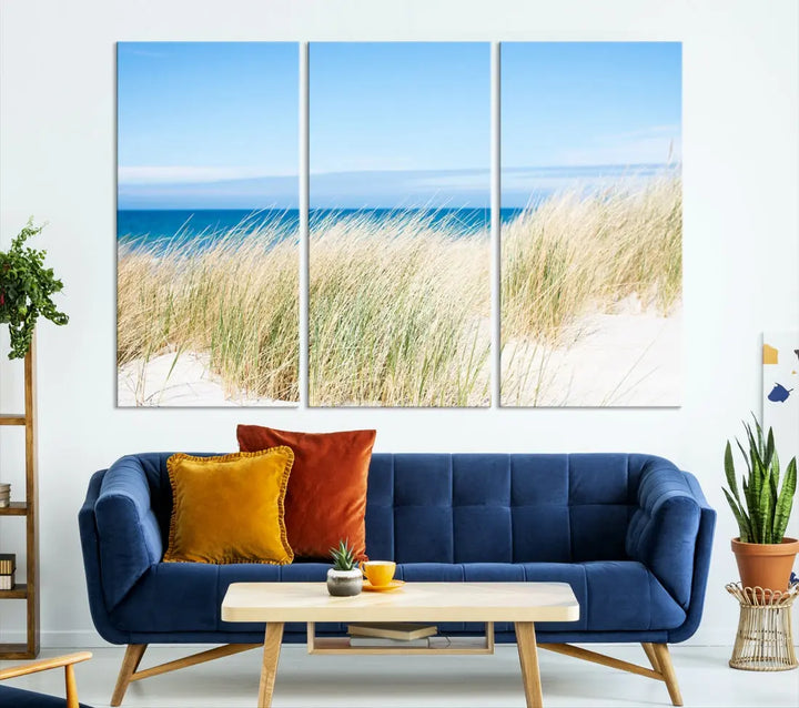 Soothing Beach Wall Art Large Canvas Print Nautical Ocean Landscape Art