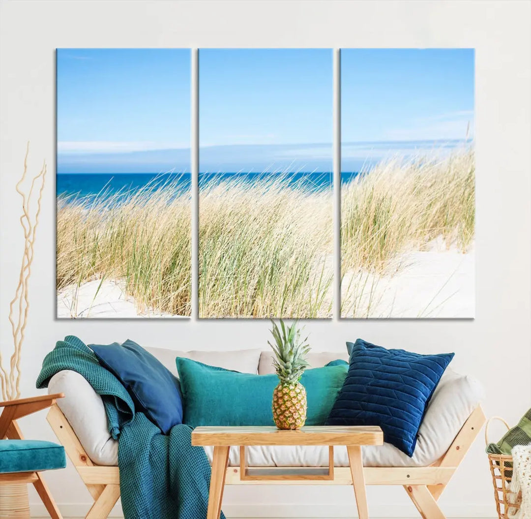 Soothing Beach Wall Art Large Canvas Print Nautical Ocean Landscape Art