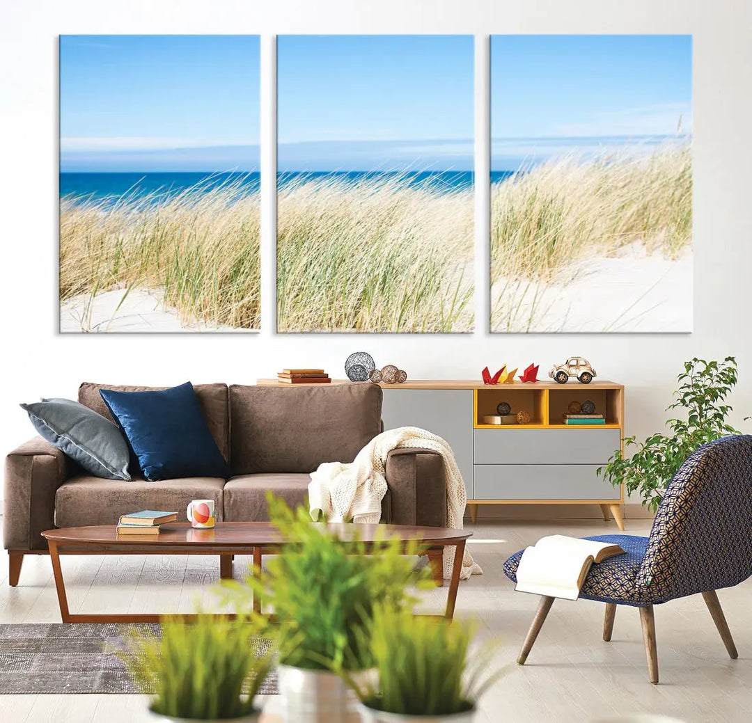 Soothing Beach Wall Art Large Canvas Print Nautical Ocean Landscape Art