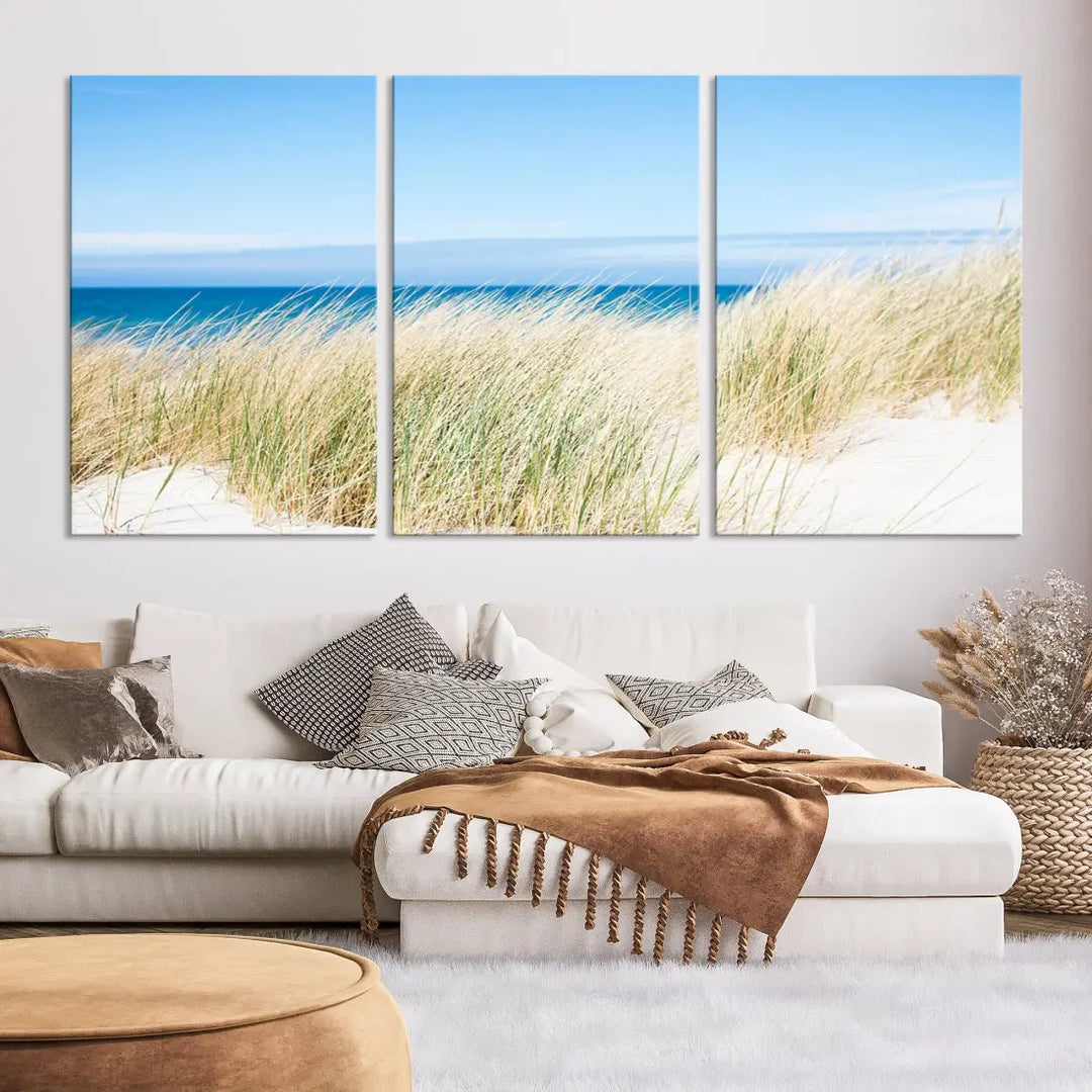 Soothing Beach Wall Art Large Canvas Print Nautical Ocean Landscape Art