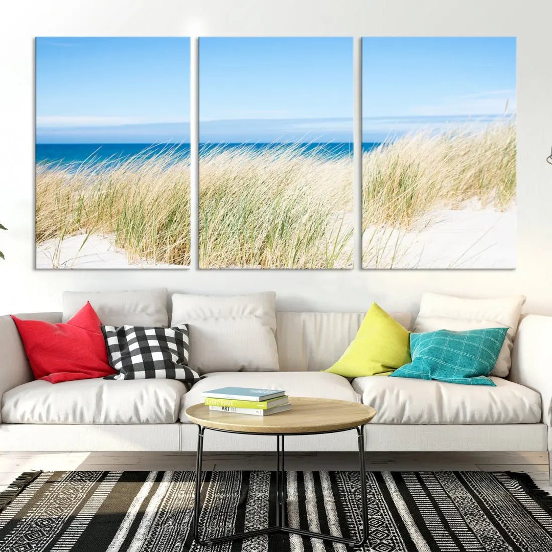 Soothing Beach Wall Art Large Canvas Print Nautical Ocean Landscape Art