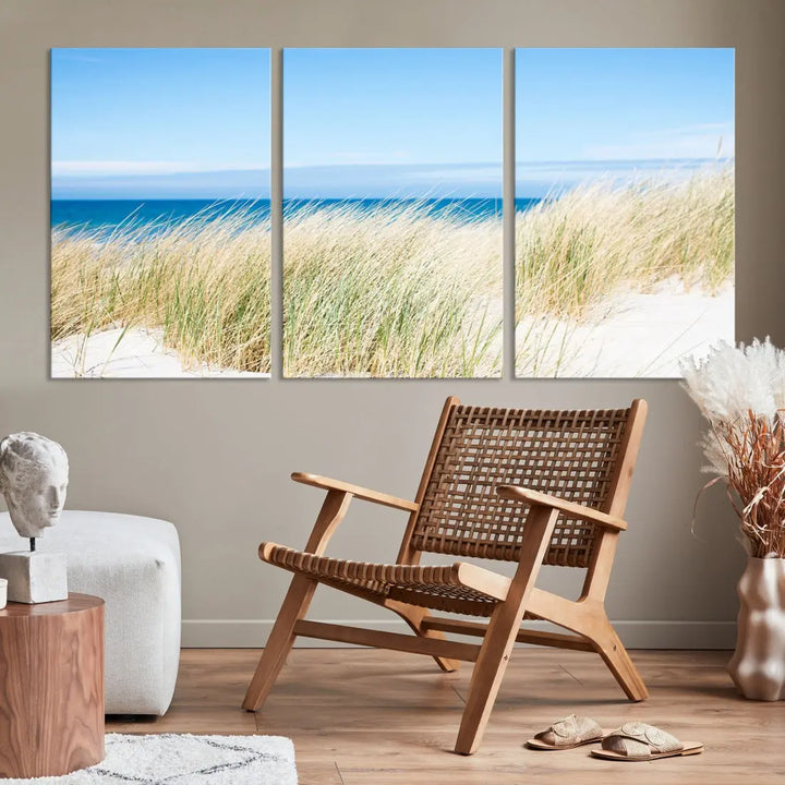 Soothing Beach Wall Art Large Canvas Print Nautical Ocean Landscape Art