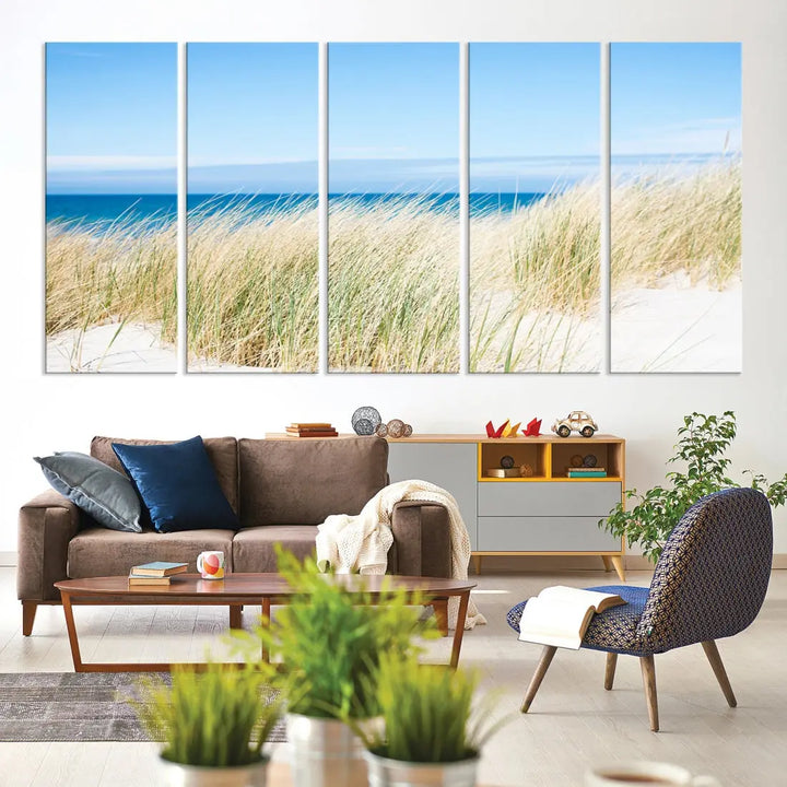 Soothing Beach Wall Art Large Canvas Print Nautical Ocean Landscape Art