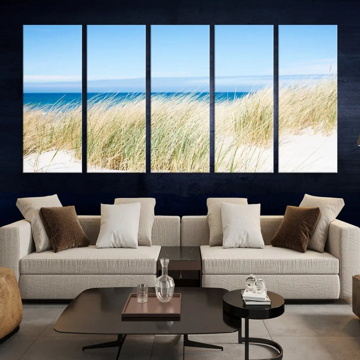 Soothing Beach Wall Art Large Canvas Print Nautical Ocean Landscape Art