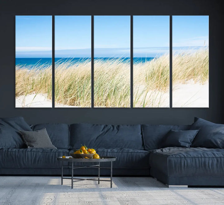 Soothing Beach Wall Art Large Canvas Print Nautical Ocean Landscape Art