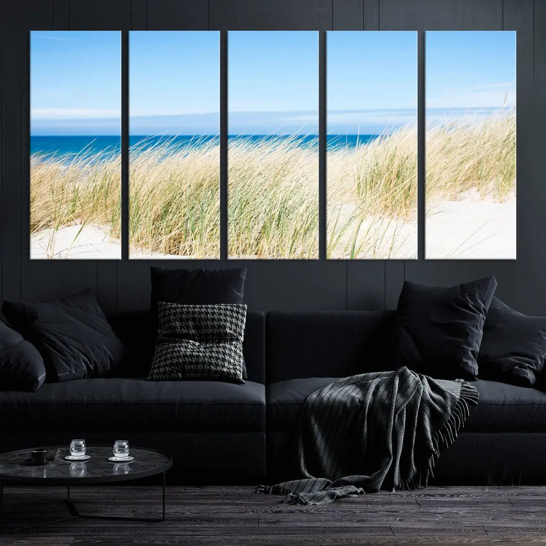 Soothing Beach Wall Art Large Canvas Print Nautical Ocean Landscape Art