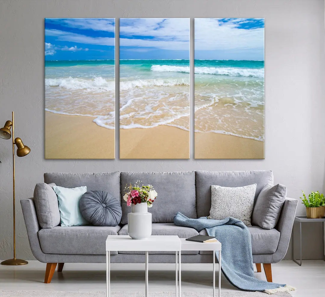 Soothing Tropical Beach Wall Art Canvas Print Coastal Ocean Holiday Season Wall Decor