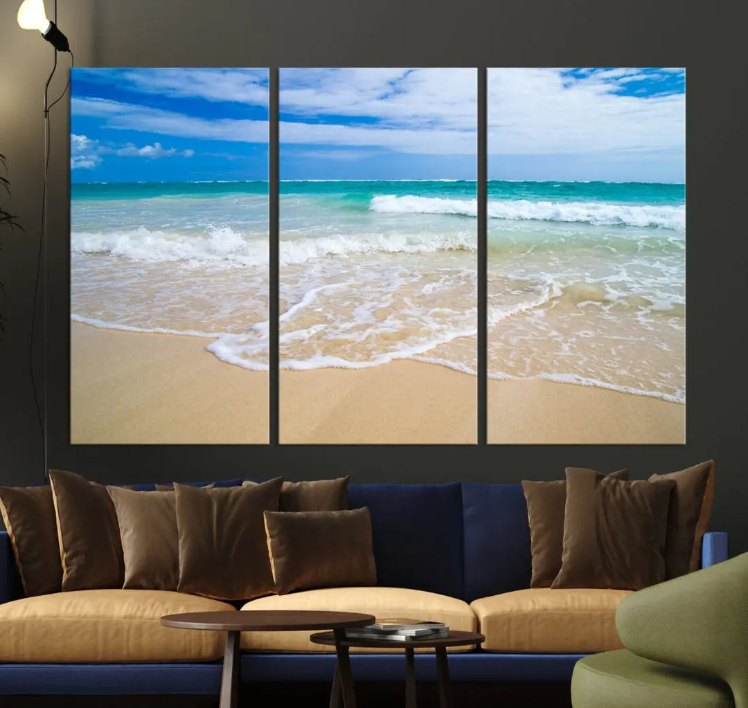 Soothing Tropical Beach Wall Art Canvas Print Coastal Ocean Holiday Season Wall Decor