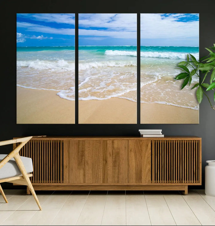 Soothing Tropical Beach Wall Art Canvas Print Coastal Ocean Holiday Season Wall Decor