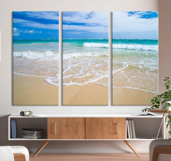 Soothing Tropical Beach Wall Art Canvas Print Coastal Ocean Holiday Season Wall Decor