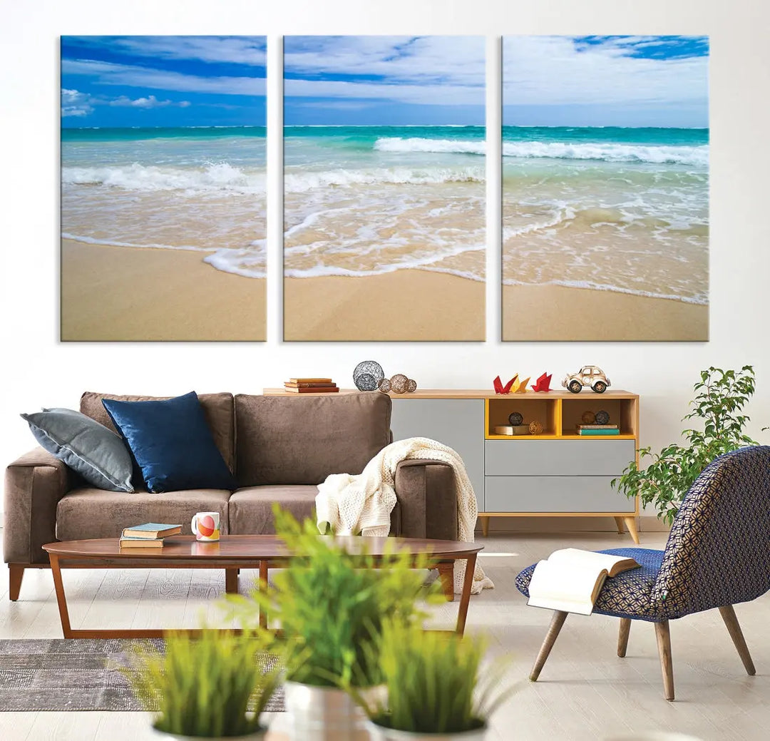 Soothing Tropical Beach Wall Art Canvas Print Coastal Ocean Holiday Season Wall Decor