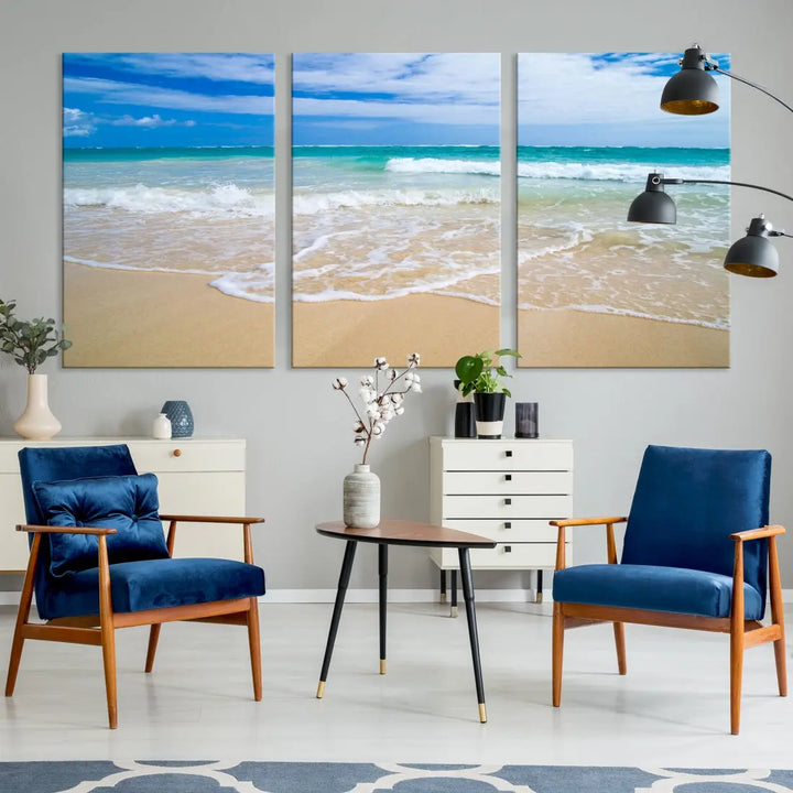 Soothing Tropical Beach Wall Art Canvas Print Coastal Ocean Holiday Season Wall Decor