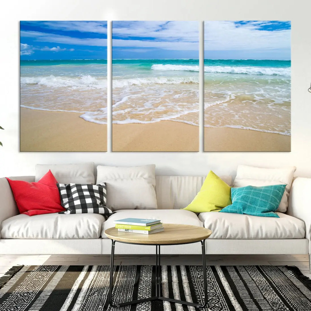 Soothing Tropical Beach Wall Art Canvas Print Coastal Ocean Holiday Season Wall Decor