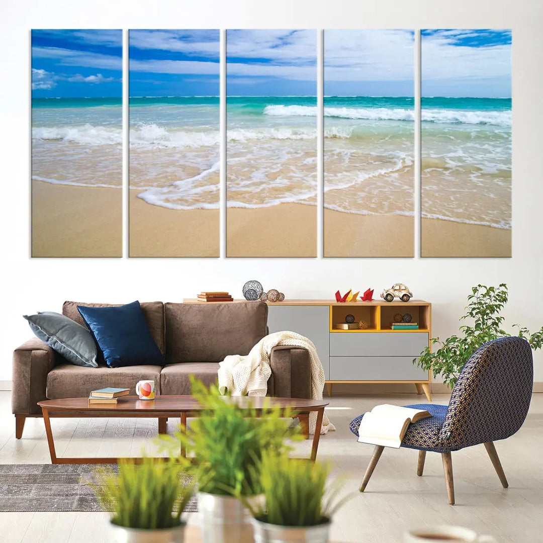 Soothing Tropical Beach Wall Art Canvas Print Coastal Ocean Holiday Season Wall Decor