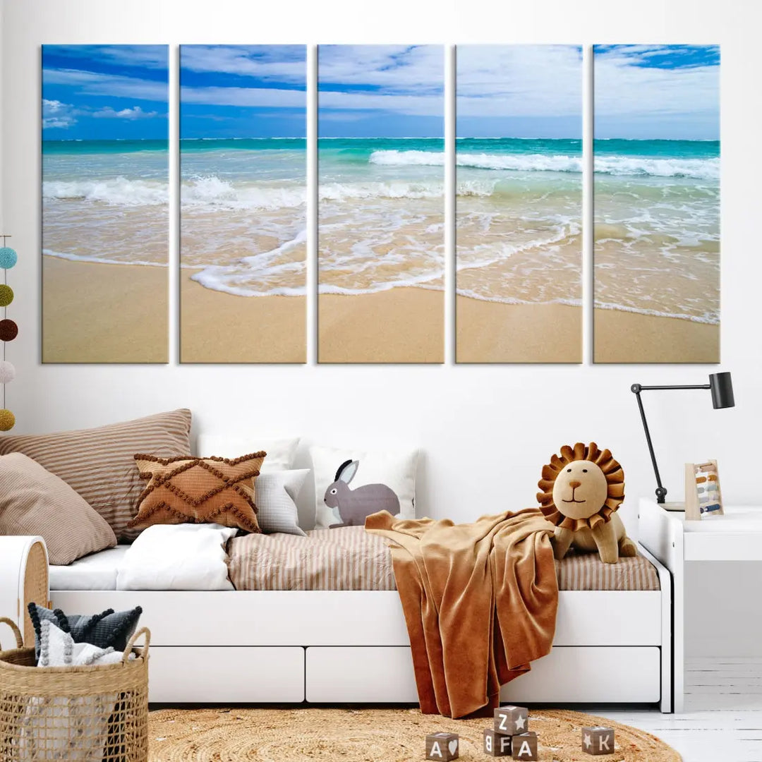 Soothing Tropical Beach Wall Art Canvas Print Coastal Ocean Holiday Season Wall Decor