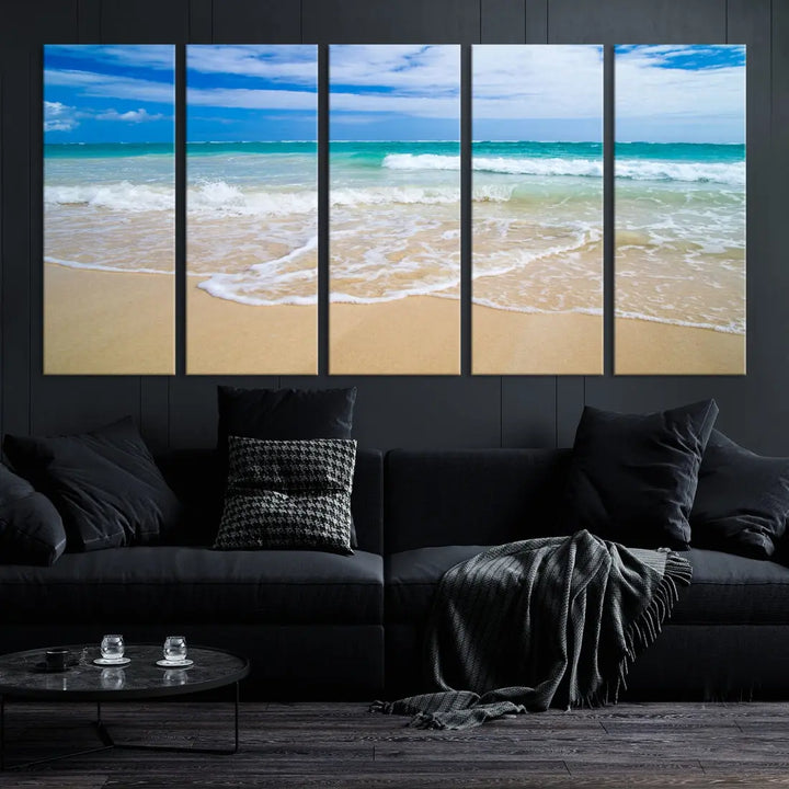 Soothing Tropical Beach Wall Art Canvas Print Coastal Ocean Holiday Season Wall Decor