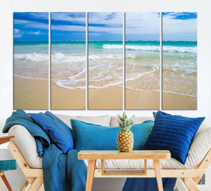 Soothing Tropical Beach Wall Art Canvas Print Coastal Ocean Holiday Season Wall Decor