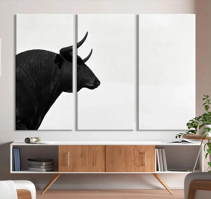 Spanish Bull Wall Art Extra Large Canvas Print Framed Ready to Hang