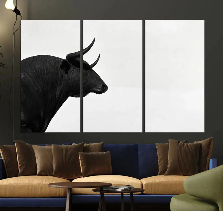 Spanish Bull Wall Art Extra Large Canvas Print Framed Ready to Hang