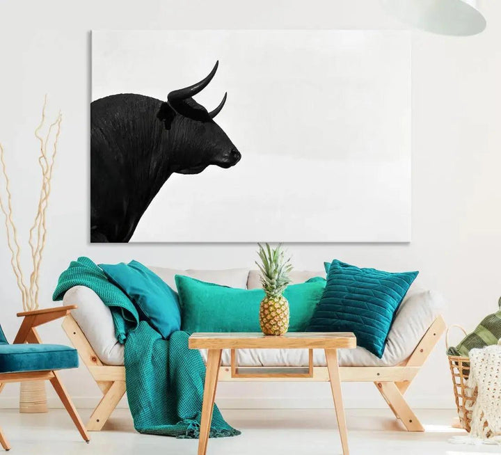 Spanish Bull Wall Art Extra Large Canvas Print Framed Ready to Hang