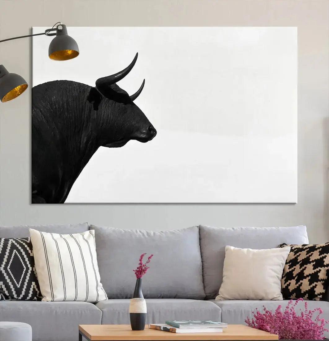 Spanish Bull Wall Art Extra Large Canvas Print Framed Ready to Hang