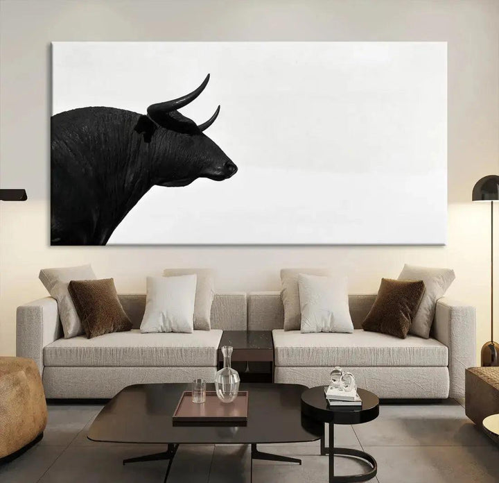 Spanish Bull Wall Art Extra Large Canvas Print Framed Ready to Hang