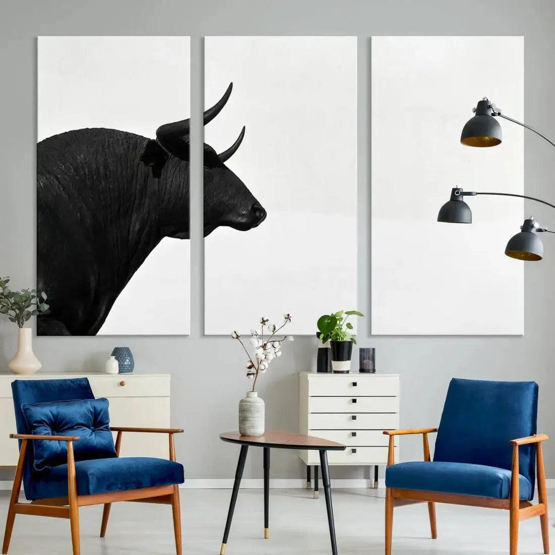 Spanish Bull Wall Art Extra Large Canvas Print Framed Ready to Hang