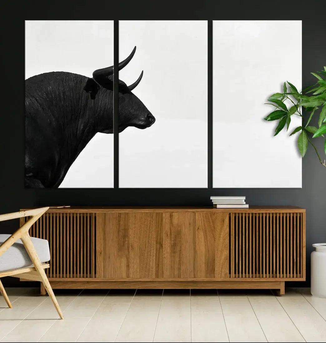 Spanish Bull Wall Art Extra Large Canvas Print Framed Ready to Hang