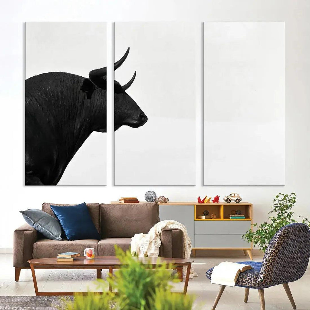 Spanish Bull Wall Art Extra Large Canvas Print Framed Ready to Hang