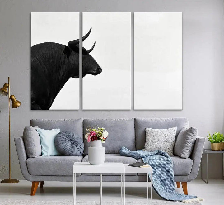 Spanish Bull Wall Art Extra Large Canvas Print Framed Ready to Hang