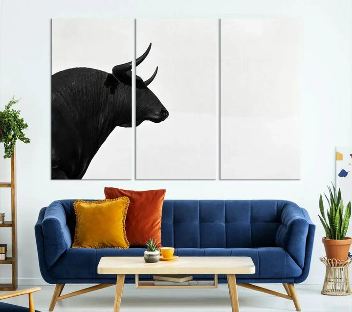 Spanish Bull Wall Art Extra Large Canvas Print Framed Ready to Hang