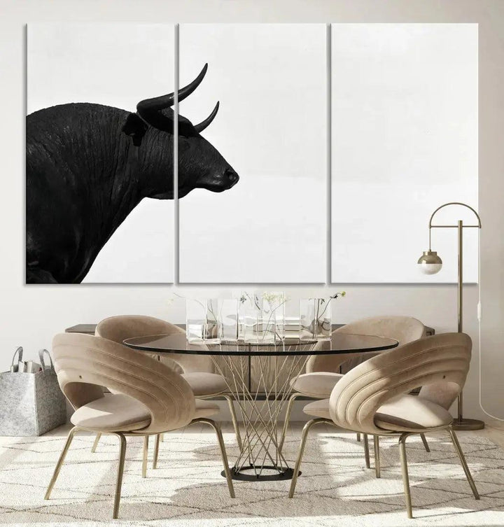 Spanish Bull Wall Art Extra Large Canvas Print Framed Ready to Hang