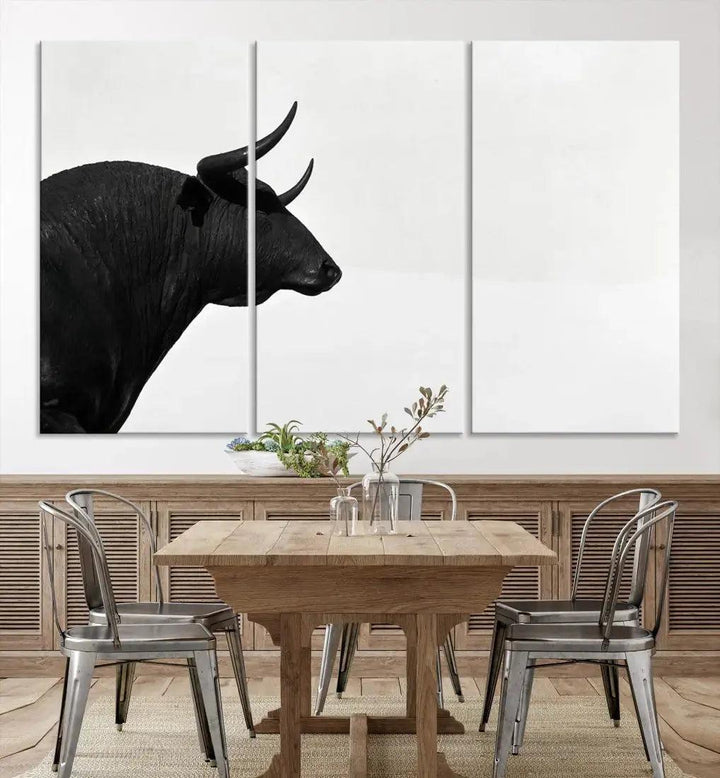 Spanish Bull Wall Art Extra Large Canvas Print Framed Ready to Hang