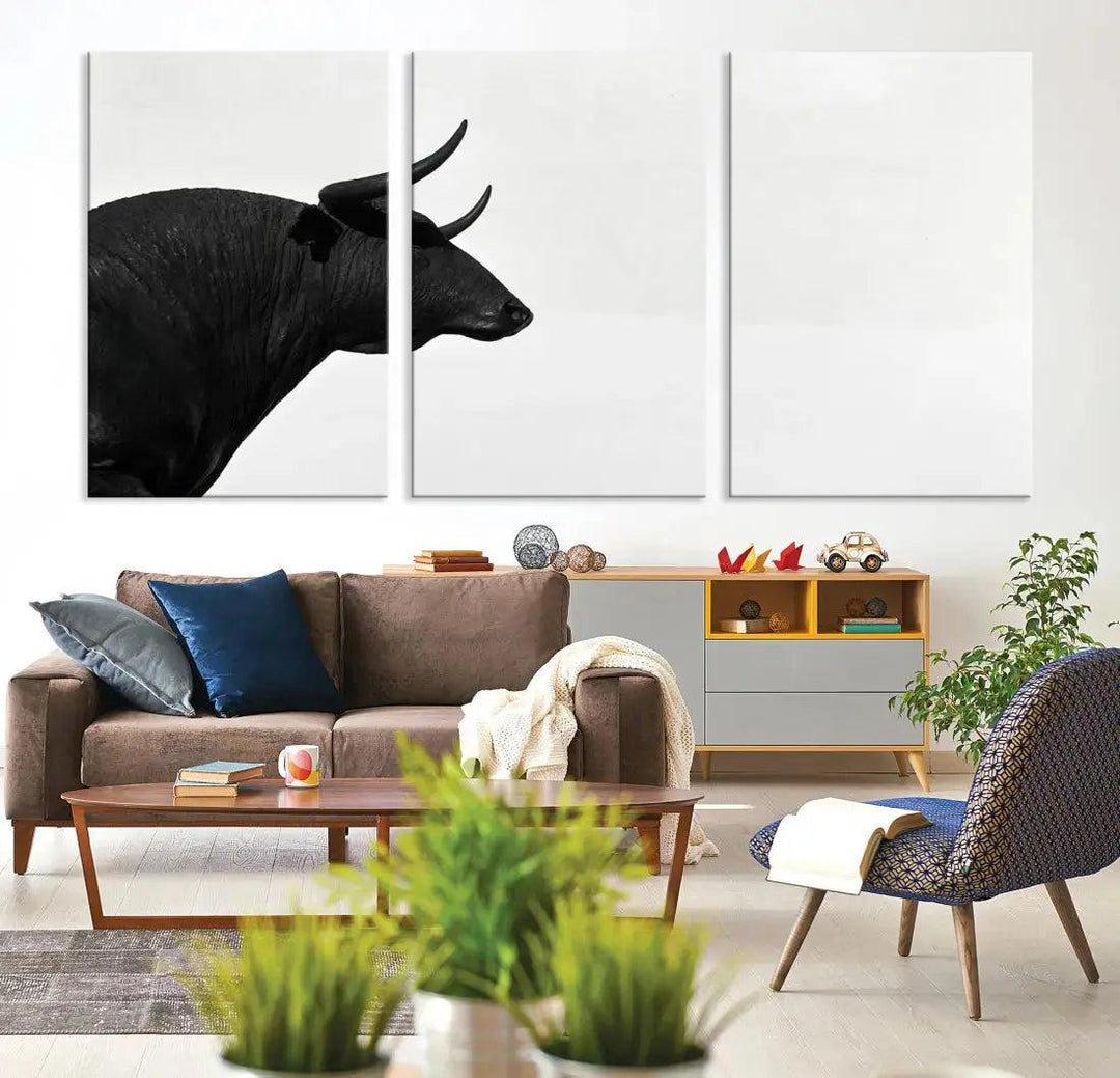 Spanish Bull Wall Art Extra Large Canvas Print Framed Ready to Hang