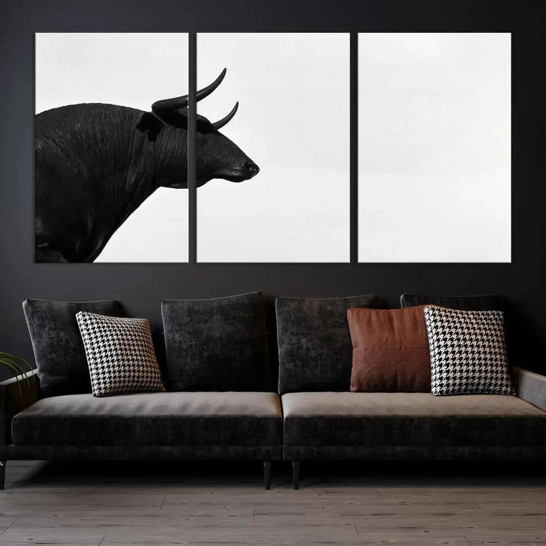 Spanish Bull Wall Art Extra Large Canvas Print Framed Ready to Hang