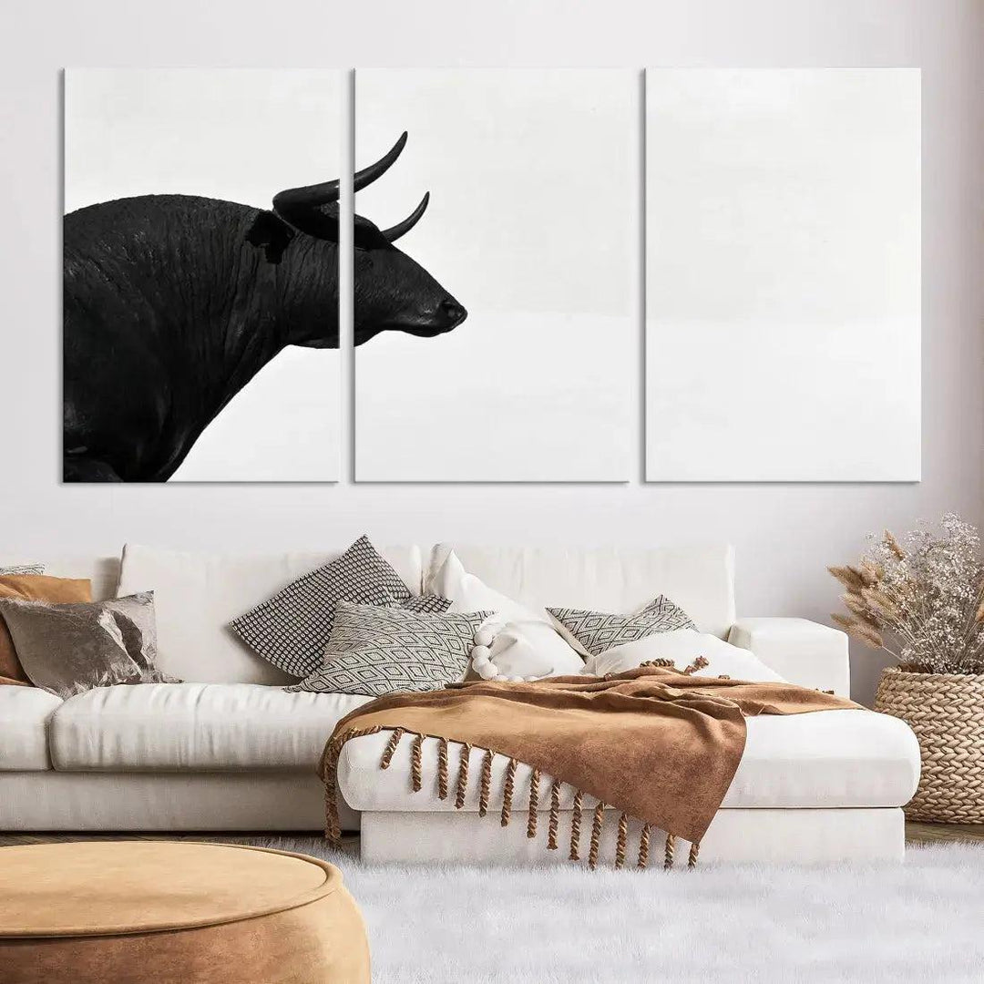 Spanish Bull Wall Art Extra Large Canvas Print Framed Ready to Hang