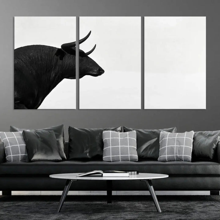 Spanish Bull Wall Art Extra Large Canvas Print Framed Ready to Hang