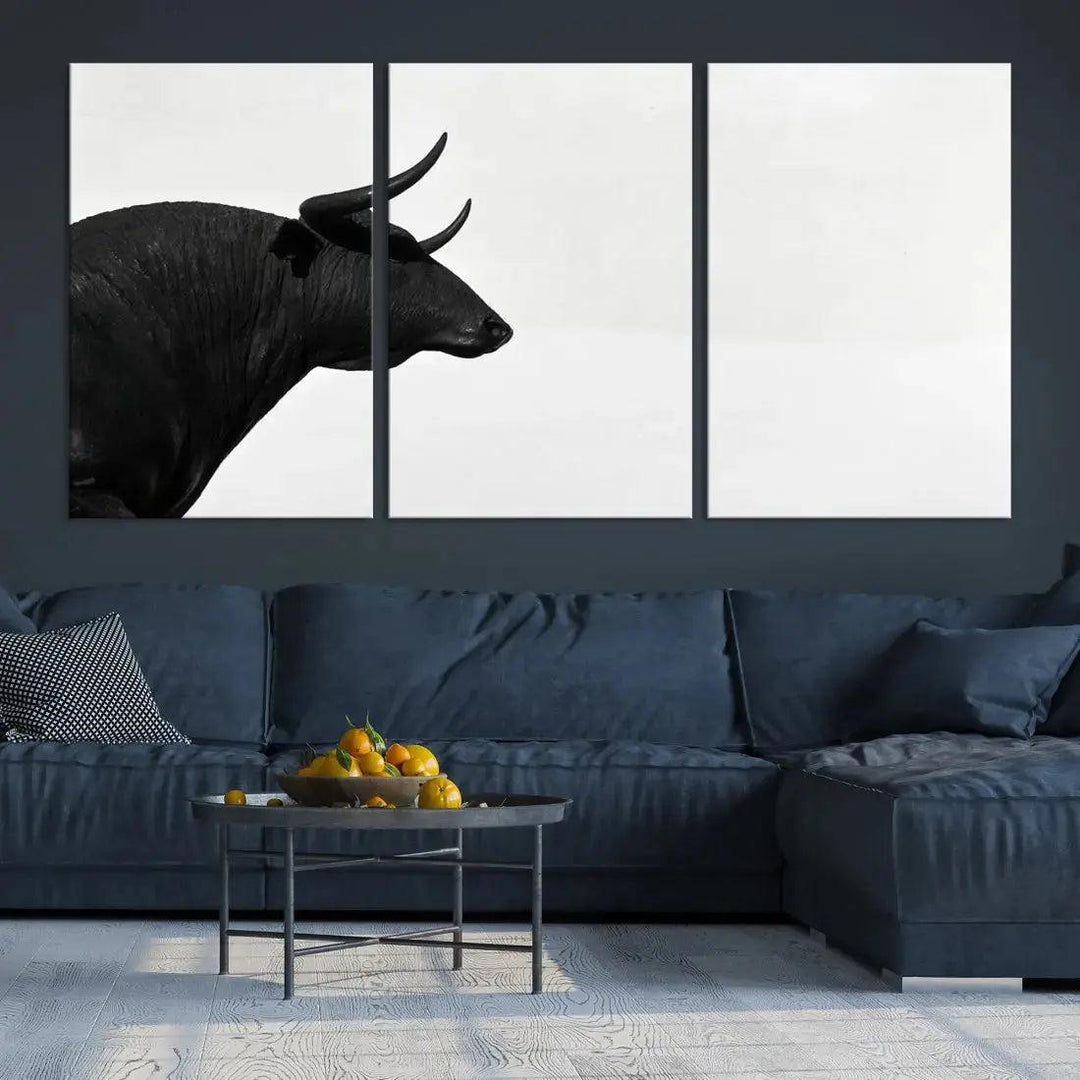 Spanish Bull Wall Art Extra Large Canvas Print Framed Ready to Hang