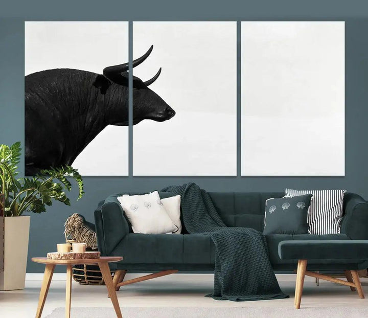 Spanish Bull Wall Art Extra Large Canvas Print Framed Ready to Hang