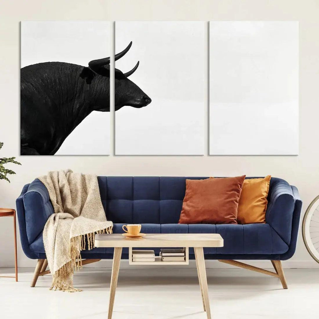 Spanish Bull Wall Art Extra Large Canvas Print Framed Ready to Hang