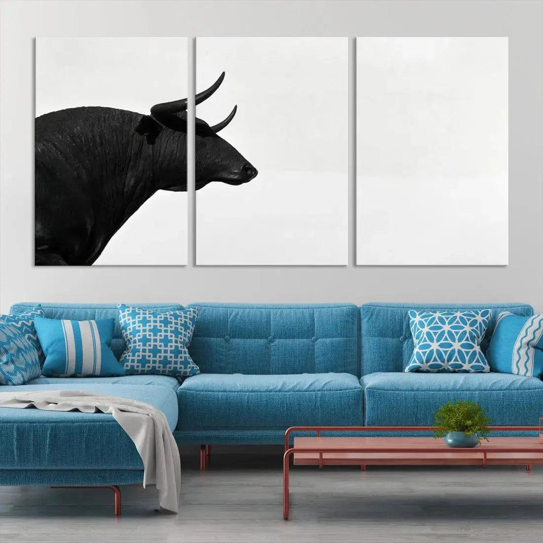 Spanish Bull Wall Art Extra Large Canvas Print Framed Ready to Hang