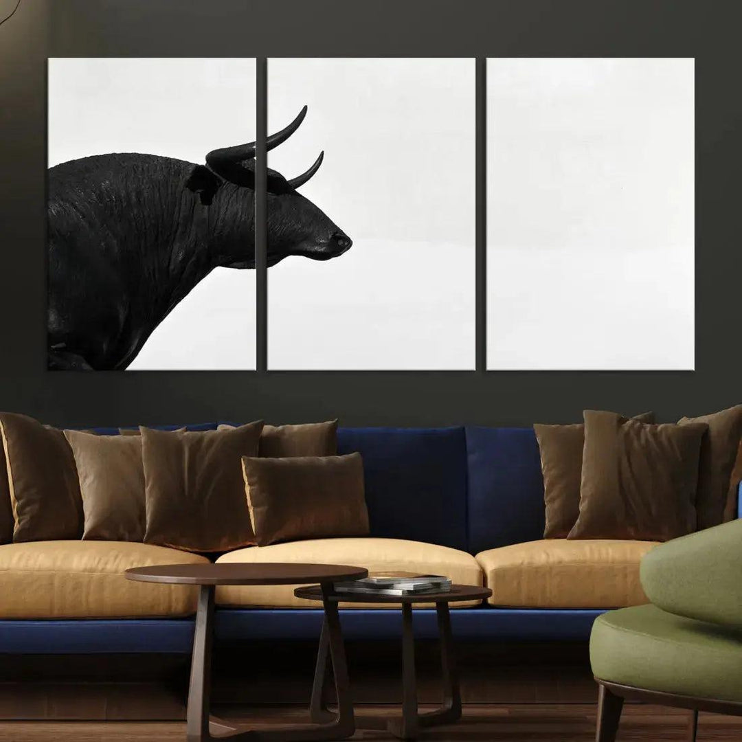 Spanish Bull Wall Art Extra Large Canvas Print Framed Ready to Hang