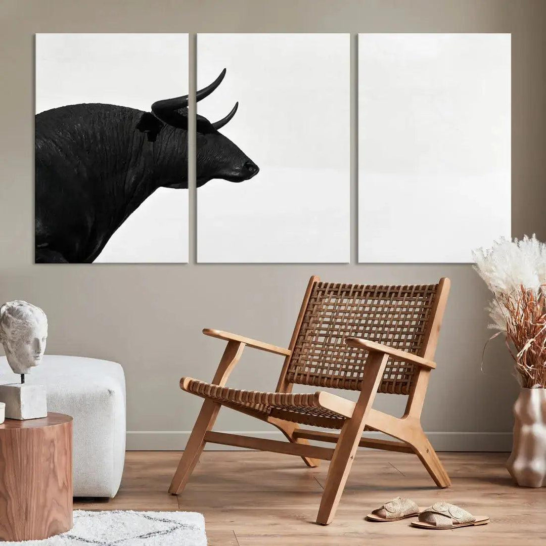 Spanish Bull Wall Art Extra Large Canvas Print Framed Ready to Hang