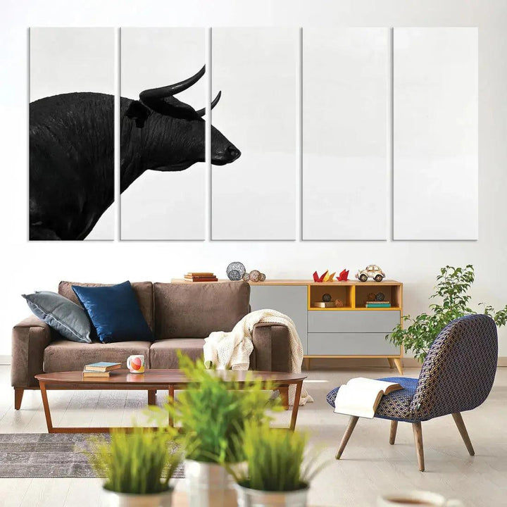 Spanish Bull Wall Art Extra Large Canvas Print Framed Ready to Hang