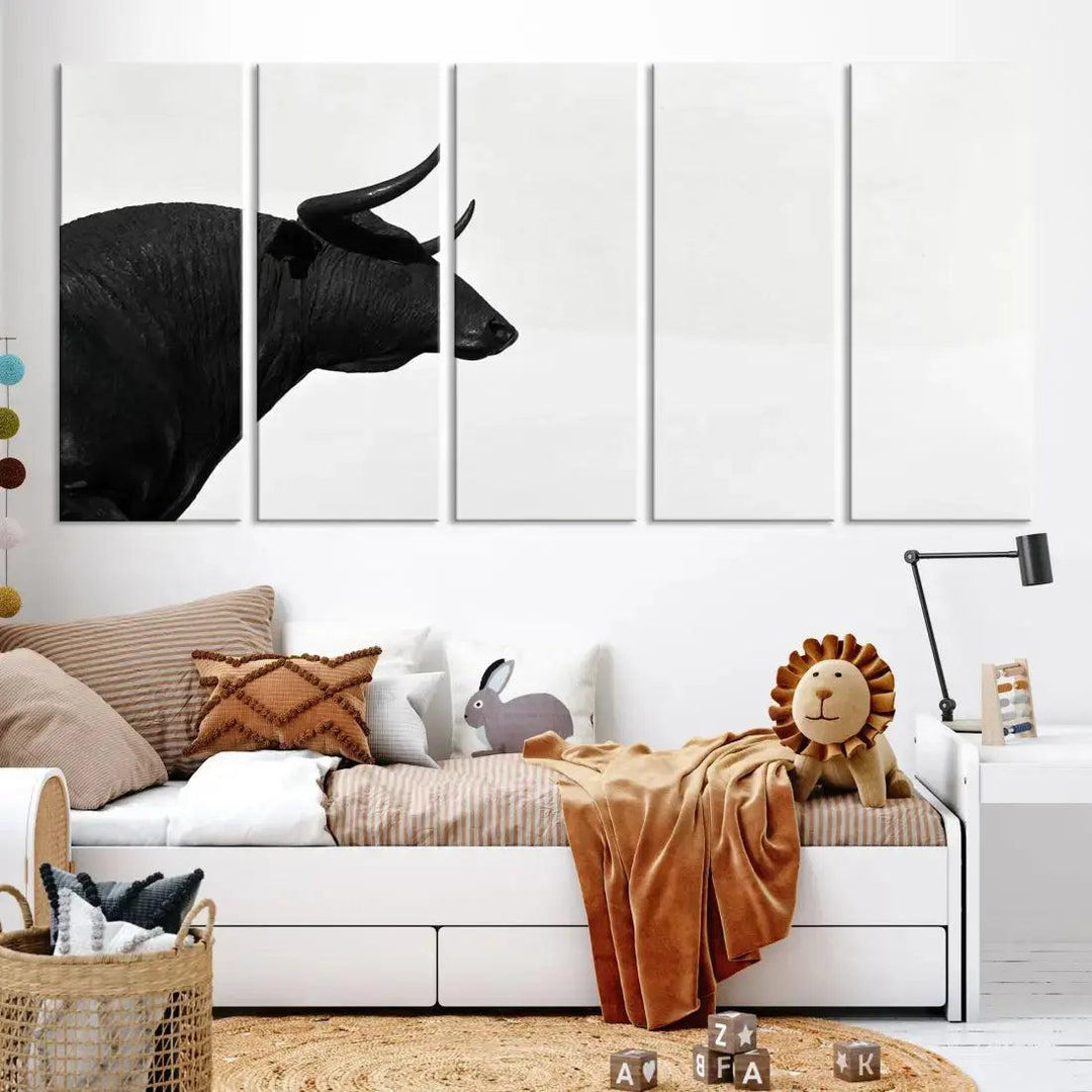 Spanish Bull Wall Art Extra Large Canvas Print Framed Ready to Hang